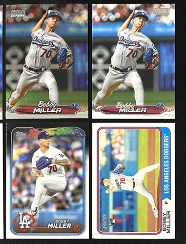 6 Card MLB Lot Bobby Miller Los Angeles Dodgers Rookie RC Holiday, Chrome & More - Picture 3 of 9