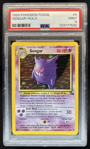 1999 Pokemon Fossil Gengar Holo #5/62 PSA 9