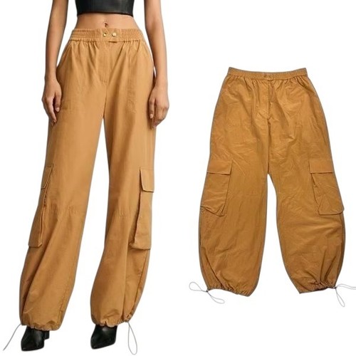 Pantaloni paracadute medi Pilcro Anthropologie cargo coulisse bronzo alti 1532 - Foto 3 di 19