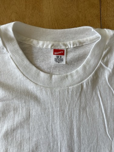 Vintage 70s Hanes Blank White Single Stitch Crewneck T Shirt NWOT Size Medium - Picture 9 of 17