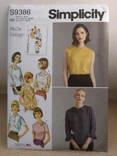 Simplicity 9386 Vintage 60s Reissue Retro Top Blouse Variations UNCUT