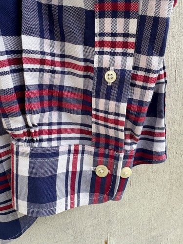 Brooks Brothers Shirt Mens Large Regent Fit Red White Blue Plaid Supima Cotton - Picture 2 of 9