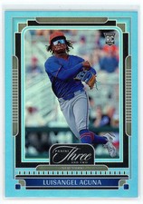 Luisangel Acuna 2025 Panini Three And Two Rookie 1/1 Holo Platinum Blue #47 Mets