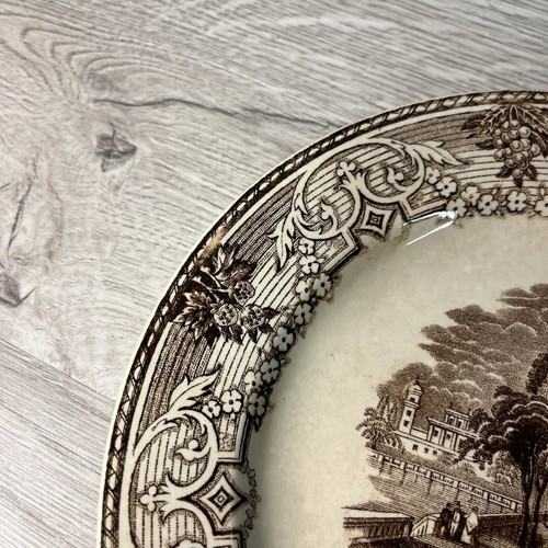 Antique Transferware Plate Landsae S.C.R Brown White Victorian - Picture 12 of 14