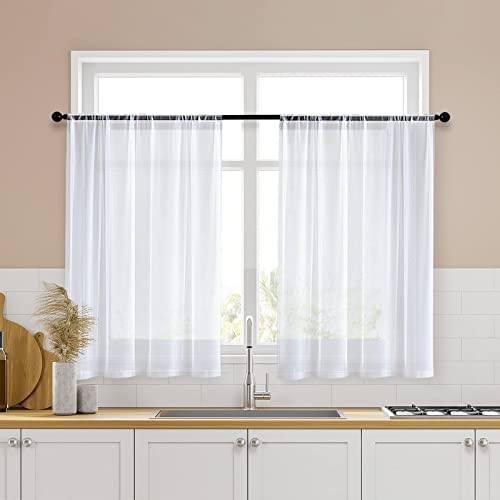 Weiße transparente Vorhänge 36 Zoll Länge 2 Paneele 34 Zoll Breite x 36 Zoll Länge (2er Pack) * Weiß