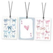 Blue and Pink Bow Car Air Freshener 3Pcs, Preppy Ribbon Bow Ace Card bow-7