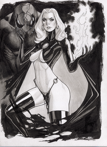 original,mario chavez,comic art,pinup,sketch,9"x12,goblin queen