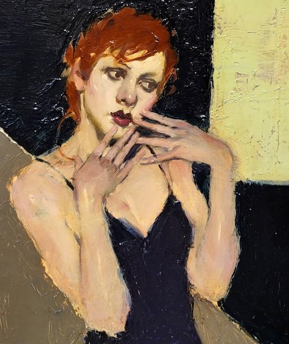 Malcolm Liepke - Niña Cabeza Roja en un Vestido Negro - Pintura al óleo - Imagen 4 de 9