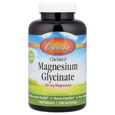 Carlson Labs Chelated Magnesium 180 Tablets Gluten-Free, Preservative-Free ,
