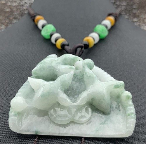 Video Certified Burma Green Natural A Jade jadeite Pendant Bird Coin 405242 - Picture 2 of 9