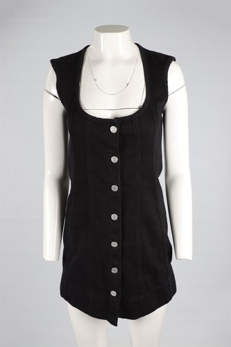 FRAME BLACK DENIM MINI DRESS US 2 UK 6 - Picture 2 of 4