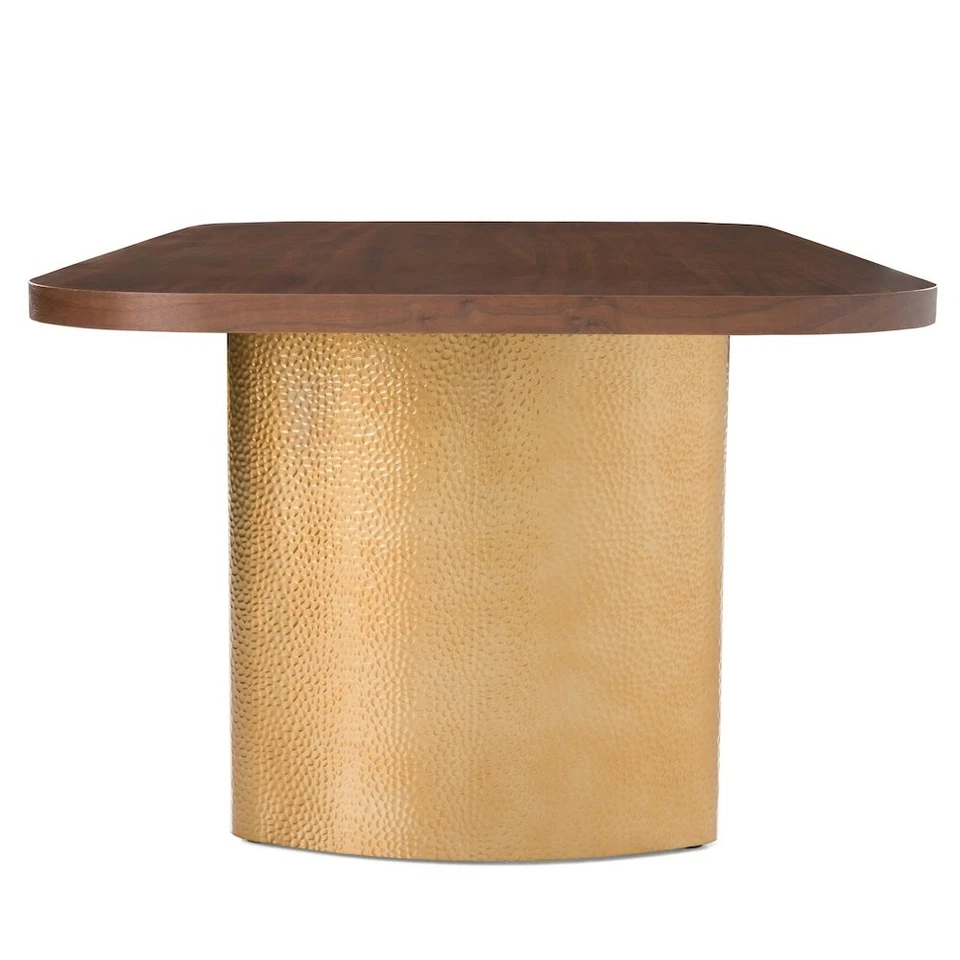 Modrest Marjorie - Modern Walnut + Brushed Gold Rectangular Dining Table - Image 4 of 4