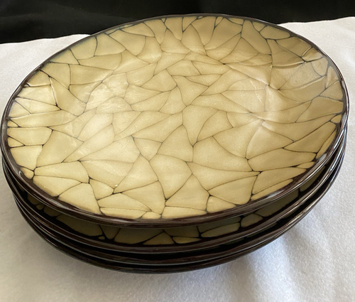 Gibson Elite Zambezi Dark Brown Cream 11 inch Round Dinner Plate Set Of 4 - Picture 5 of 5