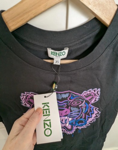 Kenzo Black Purple Tiger Logo Print Short Sleeves T-Shirt Size XS Brand New - Picture 3 of 7