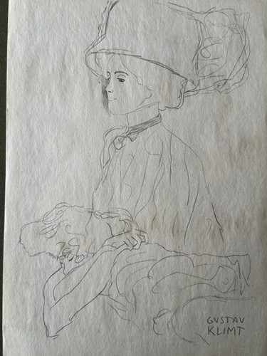 GUSTAV KLIMT (Handmade) MIXED MEDIA DRAWING ON PAPER VINTAGE signed & stamped - Photo 1 sur 3