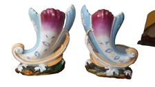 a pair antique vases horns french porcelain vieux paris old paris 19th century