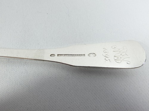 Antique 1895 Set of 6 Danish Solid 826 Grade Silver Dessert Spoons Fiddle Shell - Picture 9 of 10