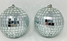 Two 4  Diameter Disco Balls Mirrored Ornaments Souvenirs Dance Party Sparkle
