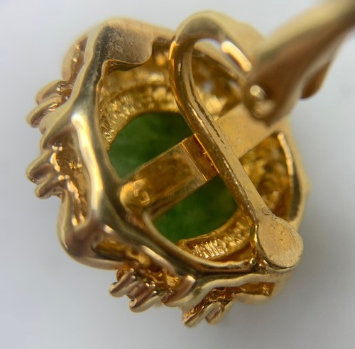 14k HGE LIND Clip On Earrings W/ Large Green Stones & White Accent Stones - 7.2g - Picture 11 of 15