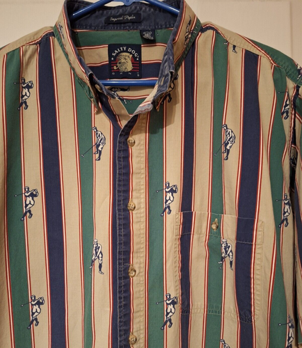 Camisa De Colección Gant Salada Perro Rayas Tema de Golf Para Hombres 3XLT Grande Alta Popelina Imperial - Imagen 2 de 6