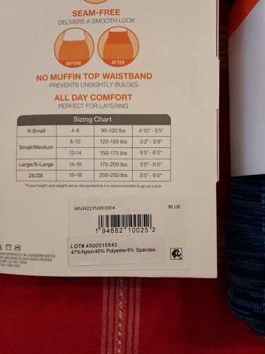 One Pack Blissful Benefits by Warner's S No Muffin Top Leggings Blue Textured - Picture 4 of 4