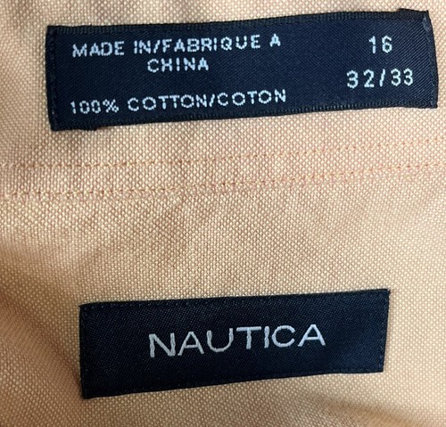 NAUTICA MEN'S Long Sleeve DRESS SHIRT ORANGE SIZE 16 32/33 USED 100% COTTON - Picture 4 of 4