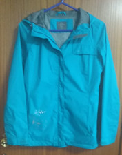 Pretty Paradox Women Blue Zip Nylon Waterproof Hood Rain Jacket Mesh Line Size S