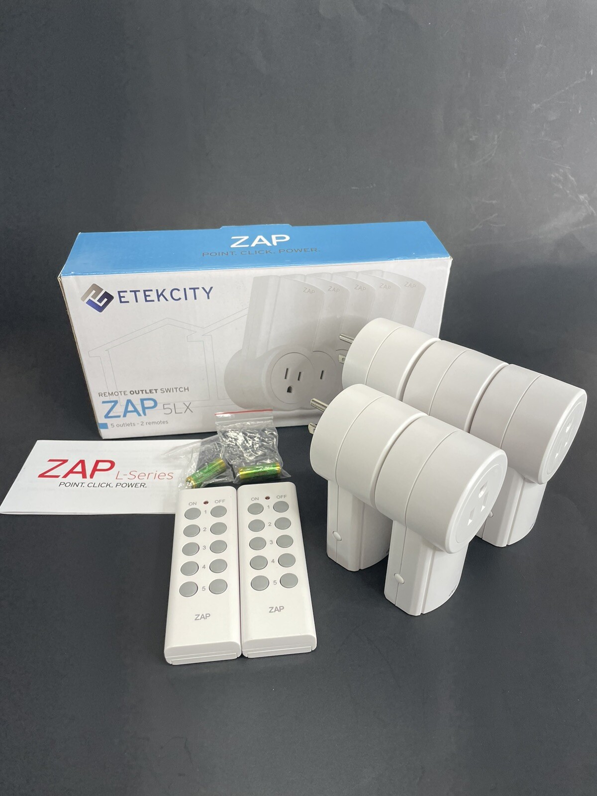Etekcity ZAP 5LX Remote Outlet Switch 5 Outlets & 2 Remotes NEW OPEN