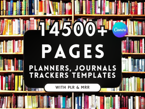 14,500+ Pages PLR Canva Template Bundle | 200+ Editable  | Planners, Journals - Afbeelding 1 van 2