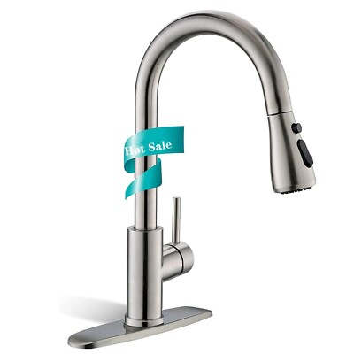 #ad Commercial Kitchen Faucet Pull Down Sprayer Mixer Single Handle Stainless Steel
