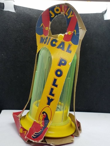 RARE Vintage Musical Jolly Polly Parrot Bird Toy Jolly Blinker Co. Cage With Box - Picture 6 of 7