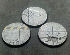 50mm resin bases x3 Concrete urban industrial for Warhammer 40k (unpainted)