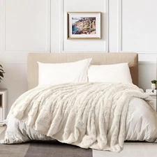 TOONOW Faux Fur Large Twin Size Blanket,Double Side Soft Fluffy Shaggy Fuzzy Bla