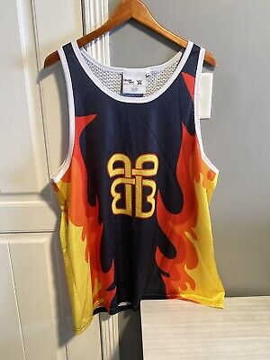 WWE Bam Bam Bigelow Jersey Mens Size XL Flames Chalk Line