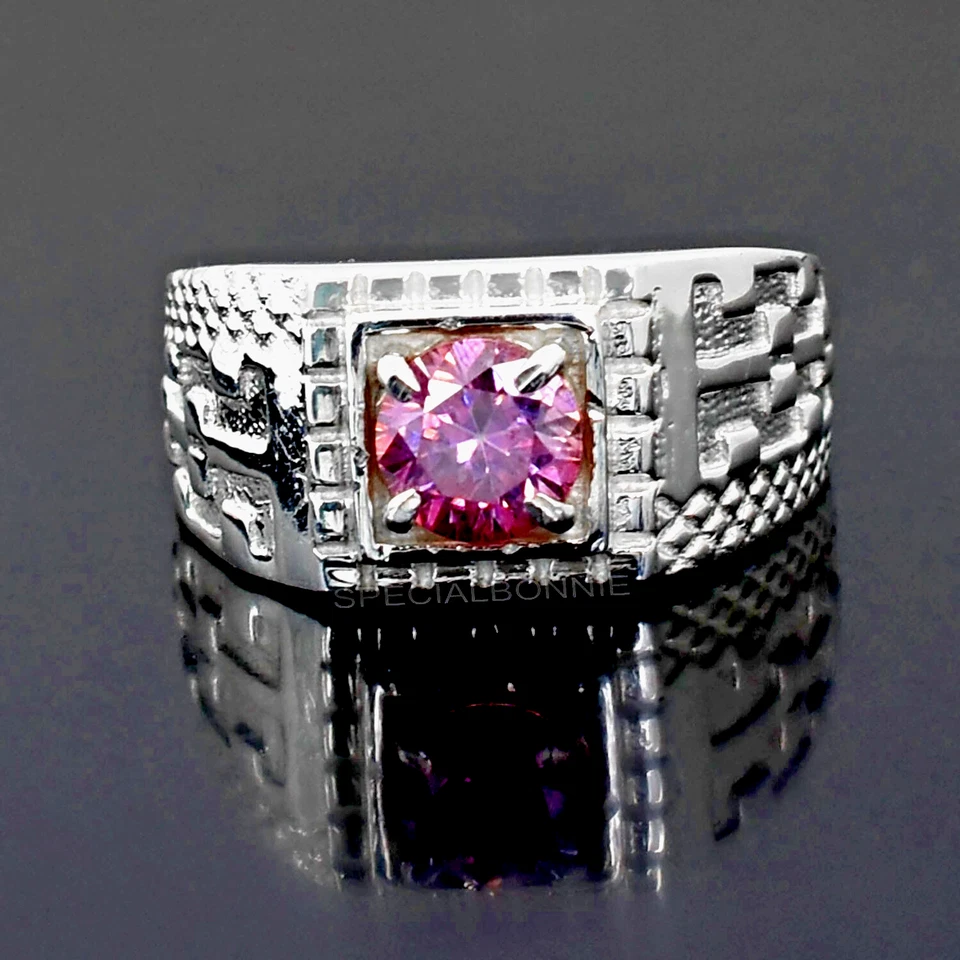 Certified 1.0Ct Hot Pink Diamond Men's Ring-Amazing Luster -No Tariff - Image 2 of 4