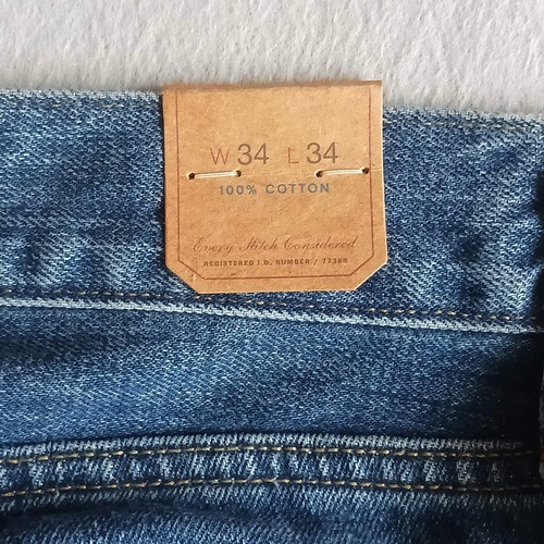 J. Pantalones de mezclilla para hombre Crew azules clásicos pierna recta #BC231 talla 34 x 34 nuevos con etiquetas - Imagen 15 de 19