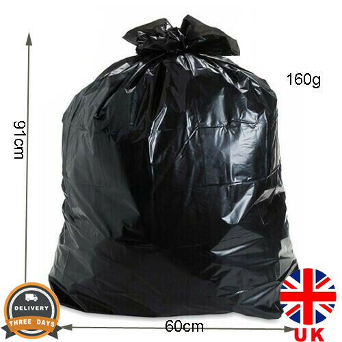 20x SCHWERLAST GROSSE SCHWARZE MÜLLSÄCKE SÄCKE MÜLLEIMER SACK MÜLL 24"x36" 160g - Bild 1 von 2