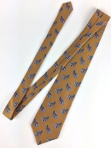 Corbata de seda cachemira para hombre impresa a mano en Italia por Kenneth Gordon Nueva Orleans 57" L - Imagen 9 de 12