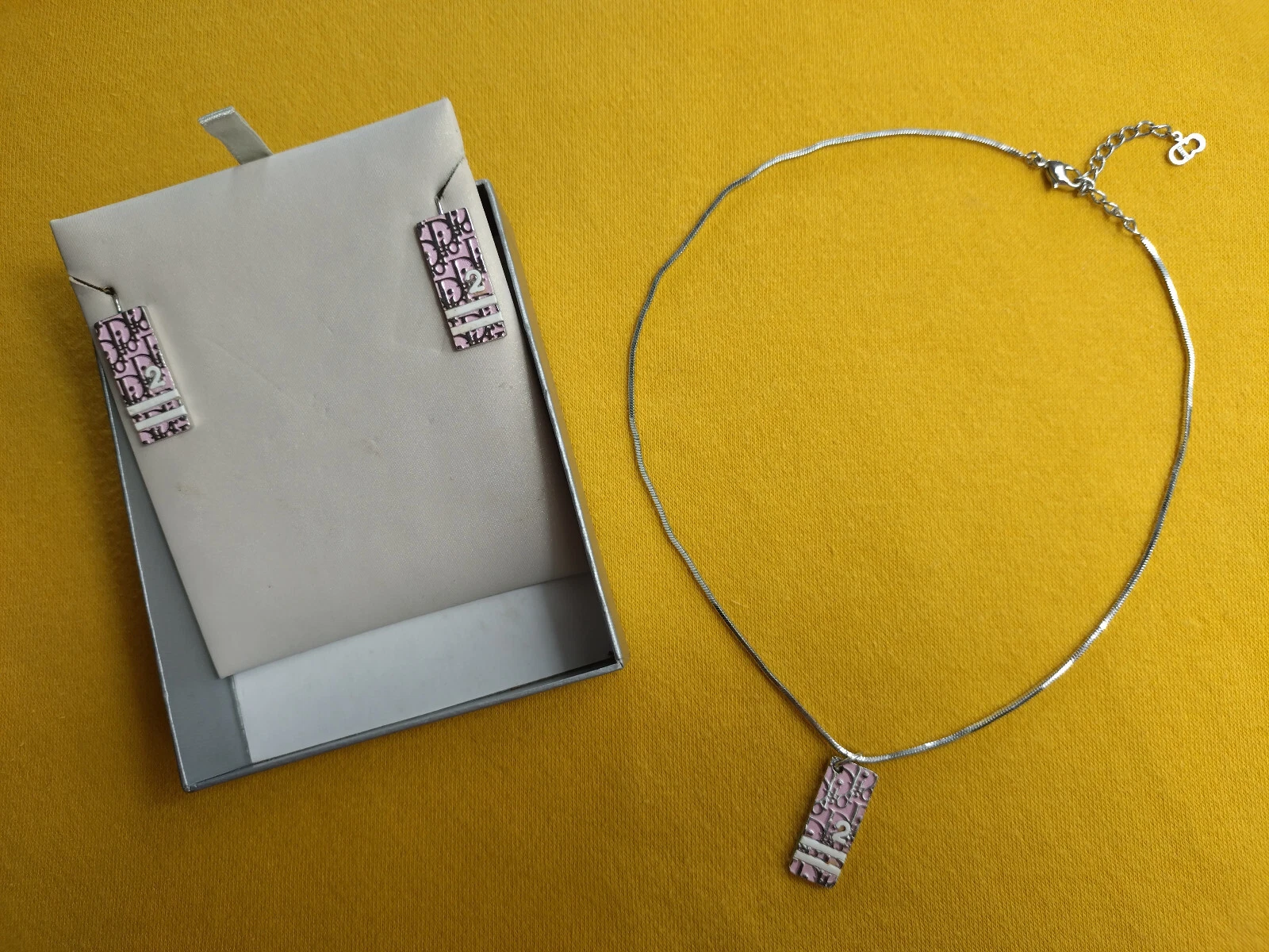 Ensemble collier et boucles d'oreilles vintage Christian Dior #2 rose