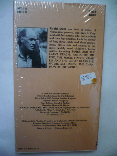 James & The Giant Peach Audio Cassette, Caedmon, 1977, Read by Roald Dahl - Picture 2 of 2