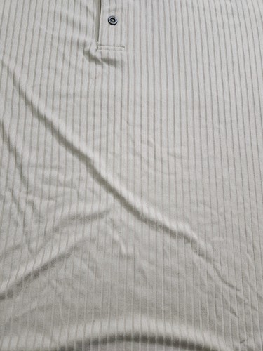 INC Men's Henley Shirt Size Large Beige Ribbed Short Sleeve Crew Neck - Picture 3 of 4