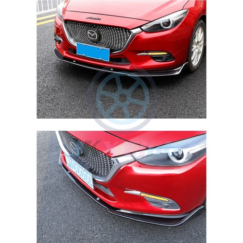 For Mazda 3 AXELA 2014-2018 Carbon Fiber Front Bumper Lip Spoiler Cover Trim Set - Picture 7 of 11
