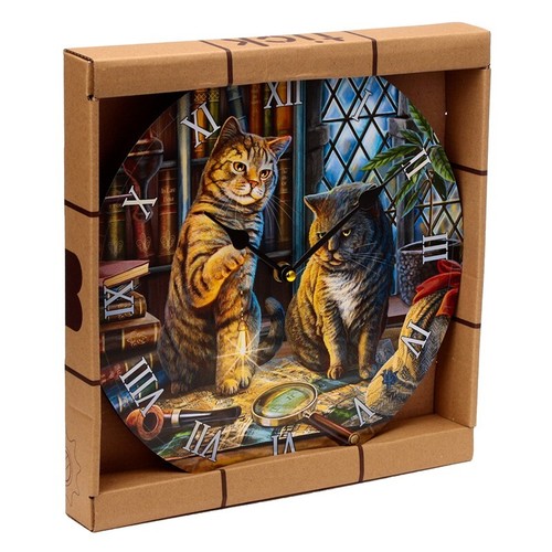 Purrlock Holmes Cat Lisa Parker Decorative Wall Picture Clock 12" 30cm - Picture 2 of 4