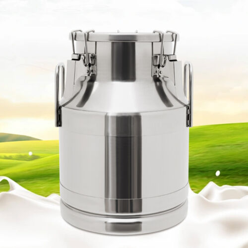 10L Stainless Steel Milk Can Wine Pail Bucket Jug Oil Barrel Canister w/ Lid NEW - Picture 2 of 17
