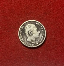 Philippines 1881 10 Centimos Silver Coin KM#148 T4732a