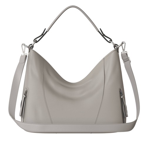 Damen Shopper Hand Henkel Tasche Schulter Echt Veganes Leder 30627 Grey - Bild 3 von 6