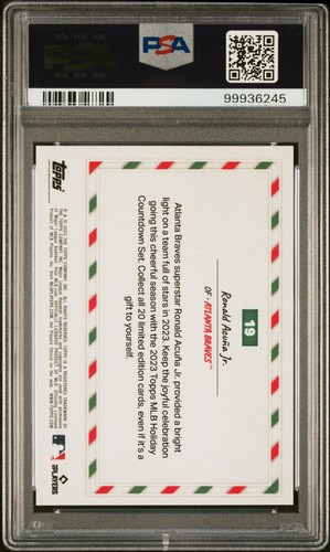 2023 Topps Holiday Countdown Ronald Acuna Jr. #19 Braves PSA 10 Gem Mint - Picture 2 of 2