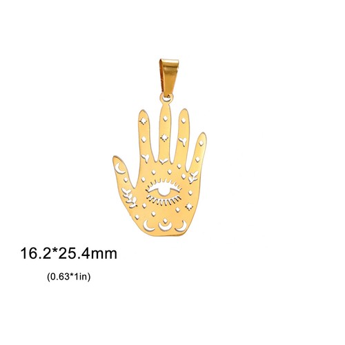 5 piezas Dijes Hamsa Dijes Hamsa Colgante de Acero Inoxidable para Collar Pendientes Amuleto - Imagen 6 de 14