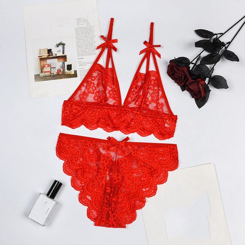 Womens Sexy Lace Bra Bralet G-String Thong Sets Lingerie Underwear Sleepwear Pjs - Picture 16 of 26