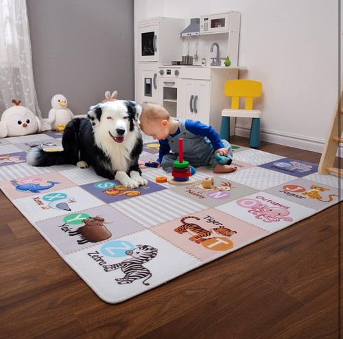 Large Kids Alphabet Play Rug 95x133cm | Non-Slip Education Nursery Activity Mat - Picture 4 of 8
